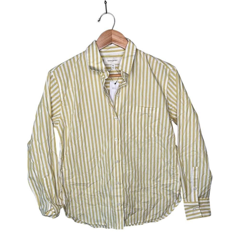 NWT Banana Republic Perfect Poplin - Yellow Stripe - Picture 2 of 11